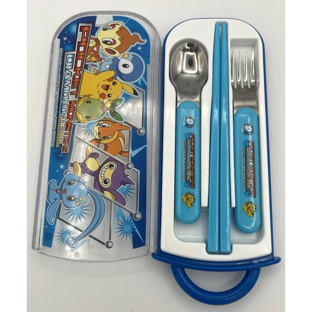 Pokemon Diamond &‎ Pearl Pocket Monsters Bento Utensil Set w/ Chopsticks Japan